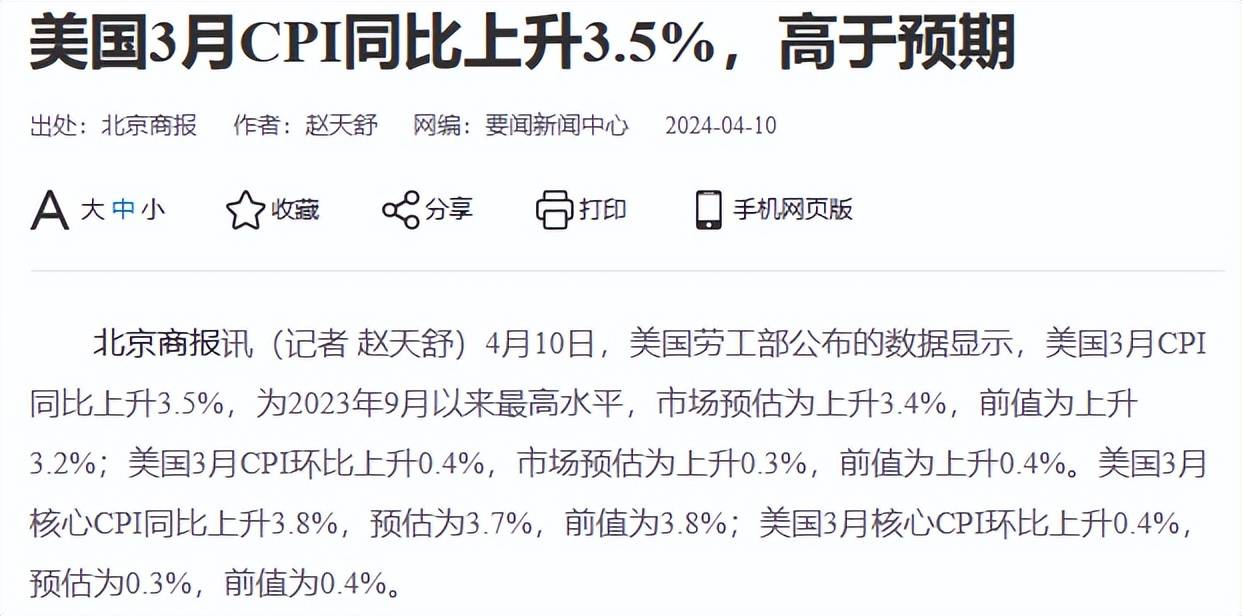 美国1月CPI通胀全线超预期 年内降息希望几乎破灭！